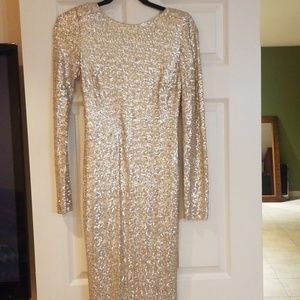 Badgley mischka backless sequin gown